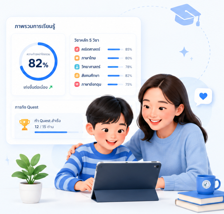 แม่และลูกใช้ Ewerclass เตรียมสอบ